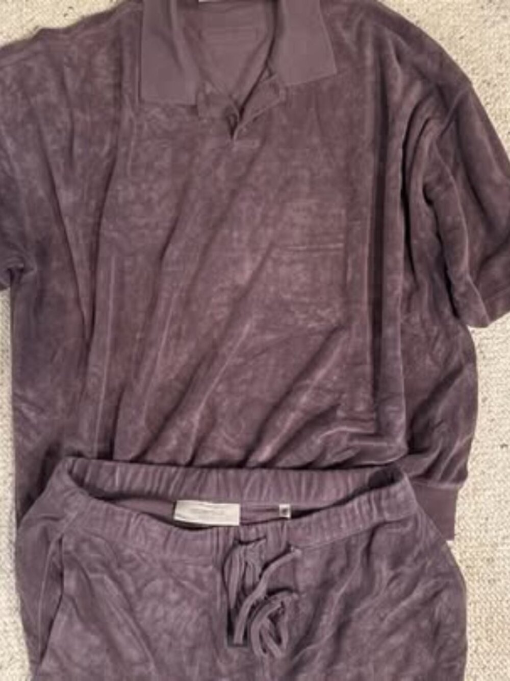 Fear of God Essentials Velour 2-Piece Set - Polo + Shorts, Size M
